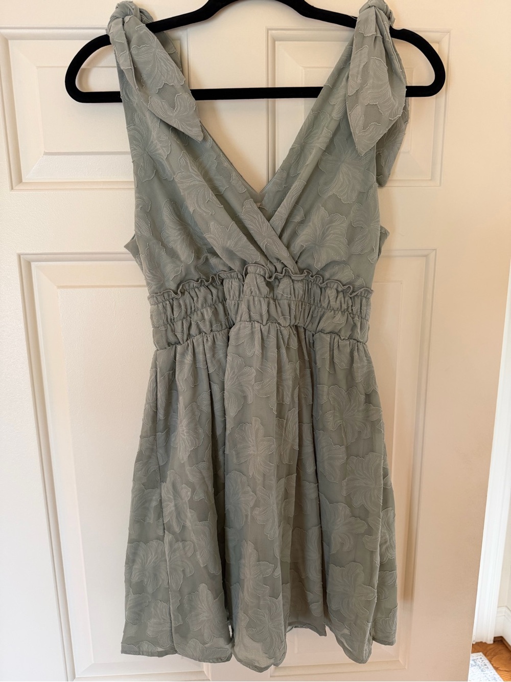 Sage Floral Tie-Shoulder Summer Dress